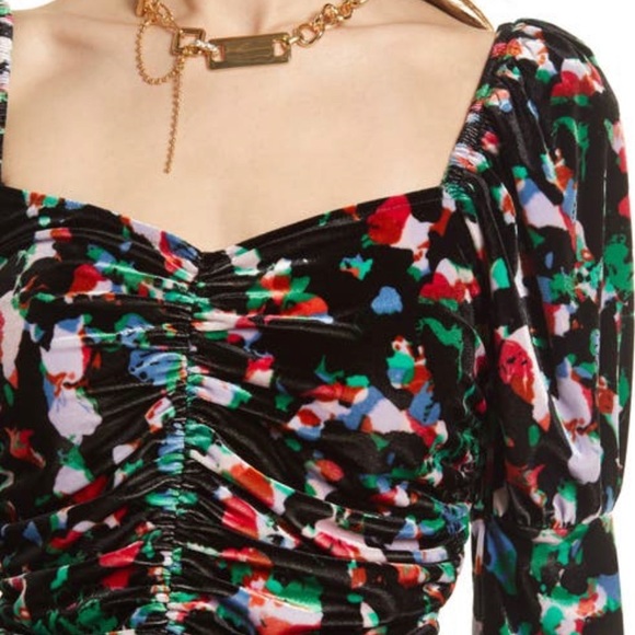 OPEN EDIT Ruched Velour Top - Picture 2 of 2